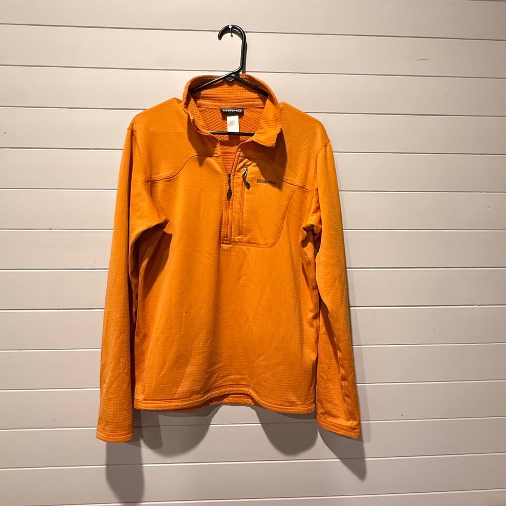 Patagonia R1 Pullover Mens S Orange Polartec Power Dry 1/4 Zip Fleece 40126